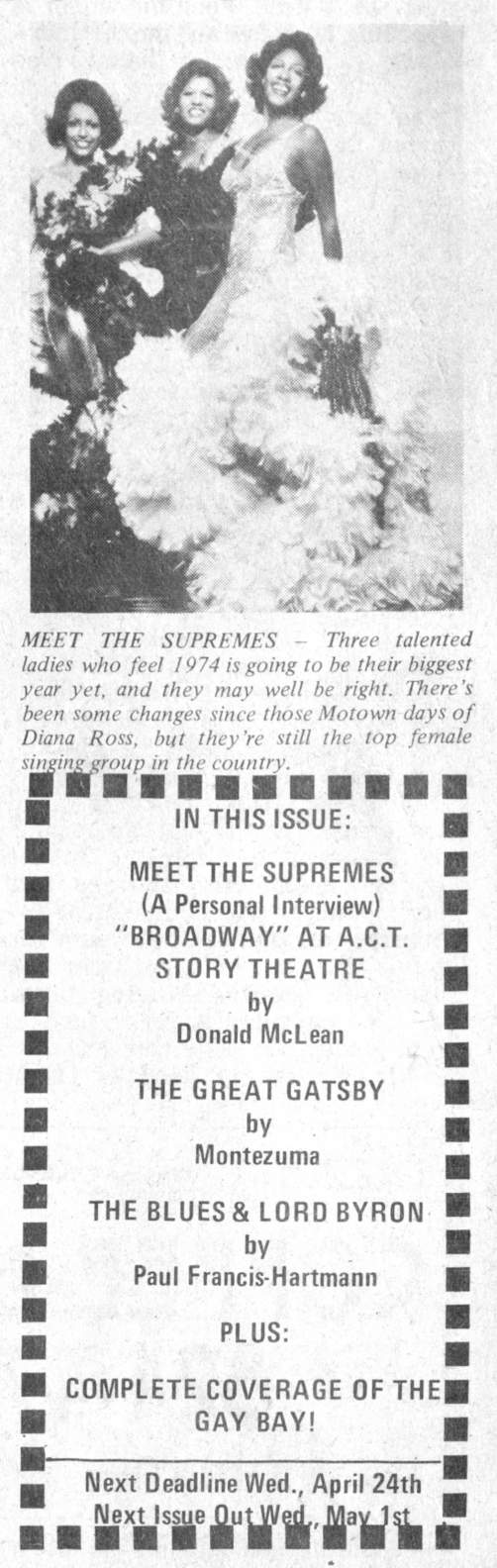 Name:  supremes feature - bay area reporter 04.17.1974 - pg. 01 inset.jpg
Views: 314
Size:  105.3 KB